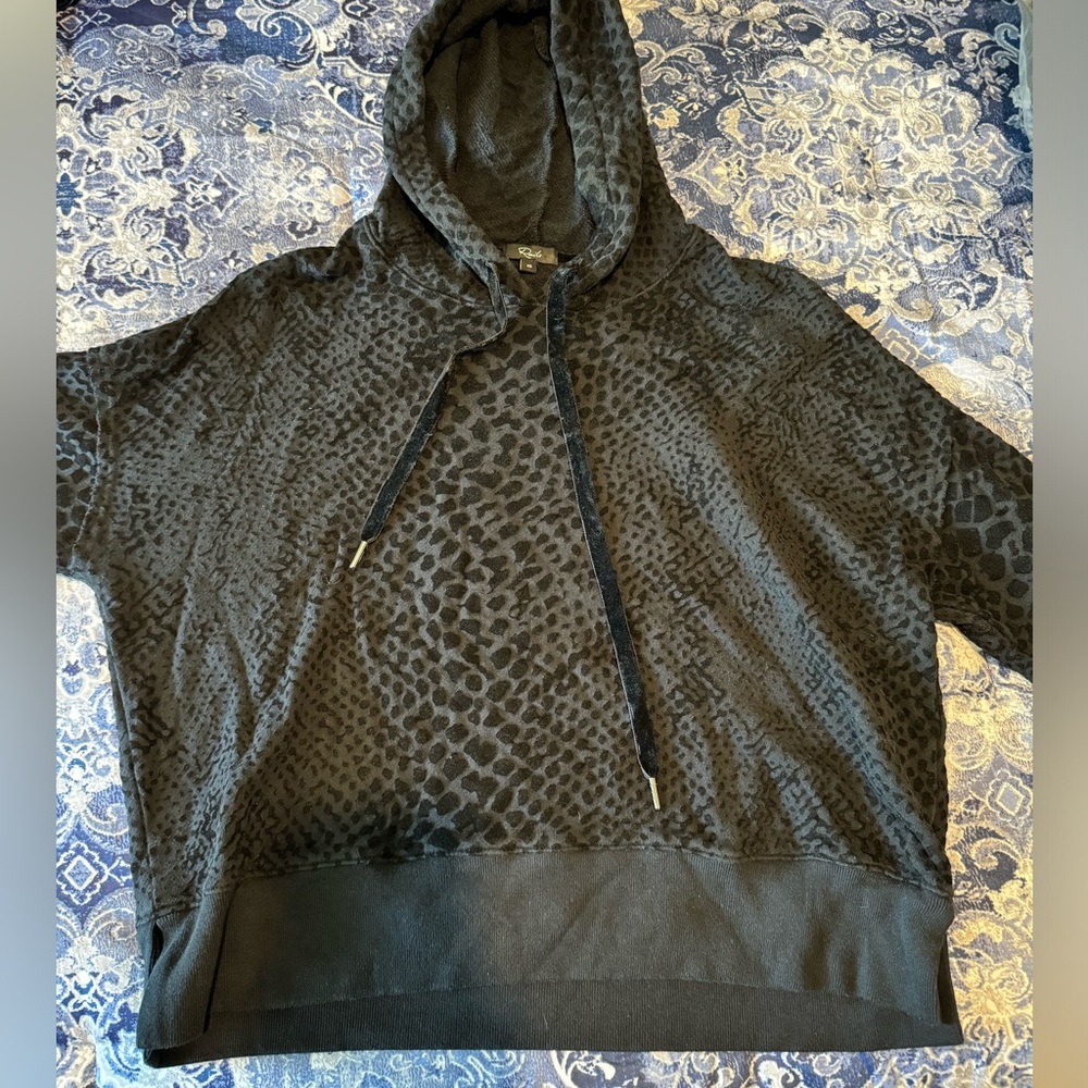 Rails black leopard crop sweater sz XS